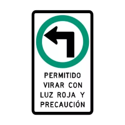 permitido virar izquierda con luz roja